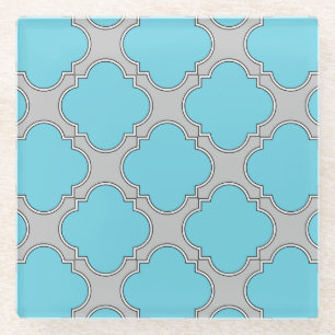 Quatrefolienblau und grau glasuntersetzer