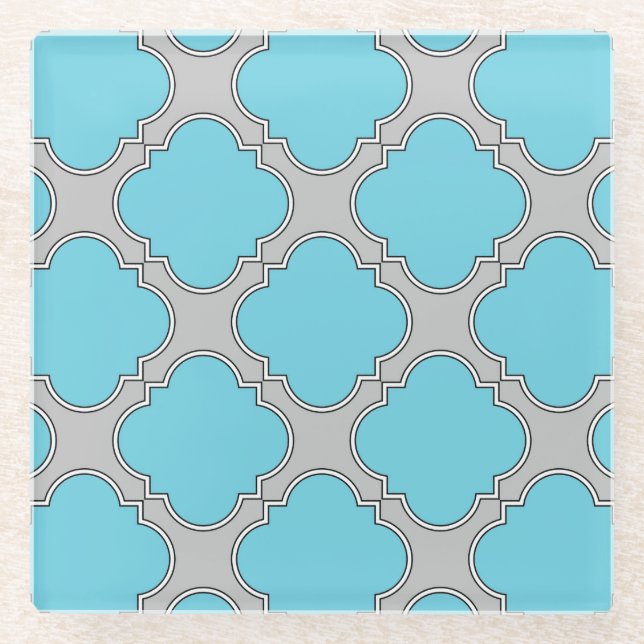 Quatrefolienblau und grau glasuntersetzer (Vorderseite)