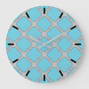 Quatrefolienblau und grau große wanduhr
