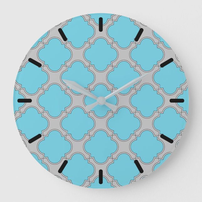 Quatrefolienblau und grau große wanduhr (Vorderseite)