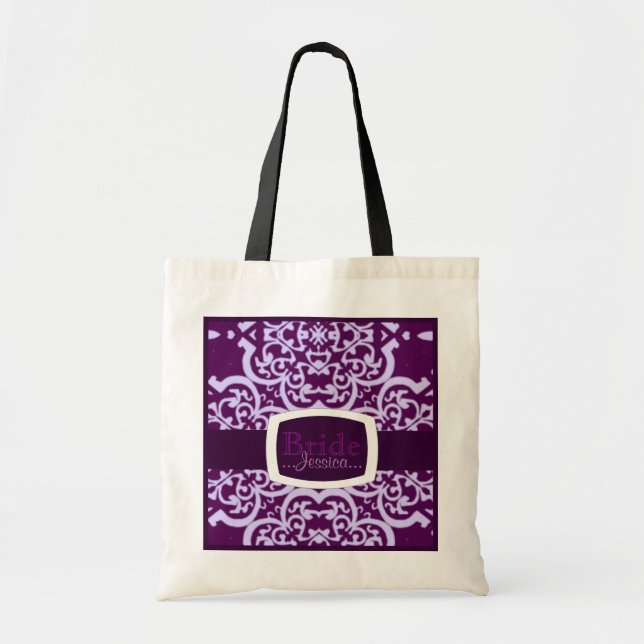 QuatrefolienDamast (Lila) (Hochzeit) Tragetasche (Vorne)