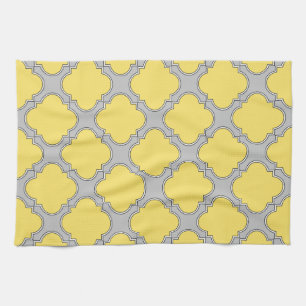 Quatrefoliengelb und grau geschirrtuch