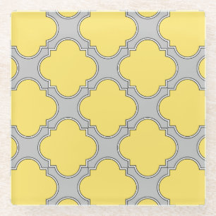 Quatrefoliengelb und grau glasuntersetzer