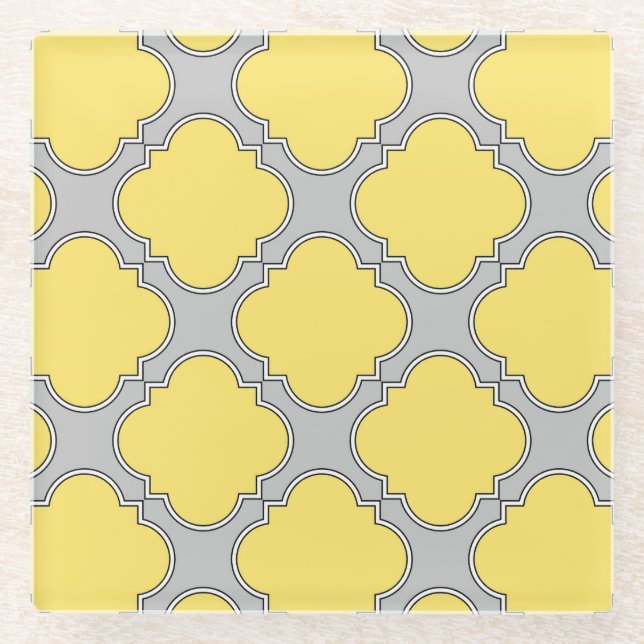 Quatrefoliengelb und grau glasuntersetzer (Vorderseite)