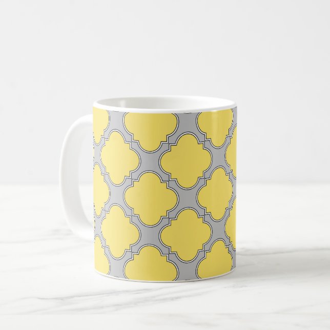 Quatrefoliengelb und grau kaffeetasse (Vorderseite Links)