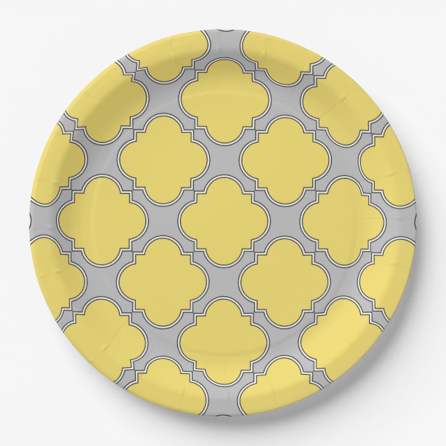 Quatrefoliengelb und grau pappteller (Vorderseite)