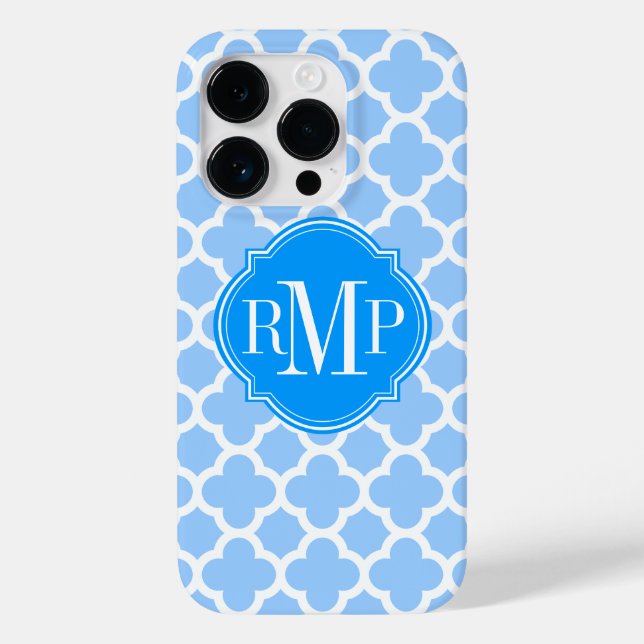 Quatrefolienleuchte Blau und Weiß Muster Monogramm Case-Mate iPhone Hülle (Rückseite)