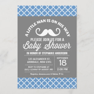 Quatrefolienmustad kleine Mann Babydusche Einladung