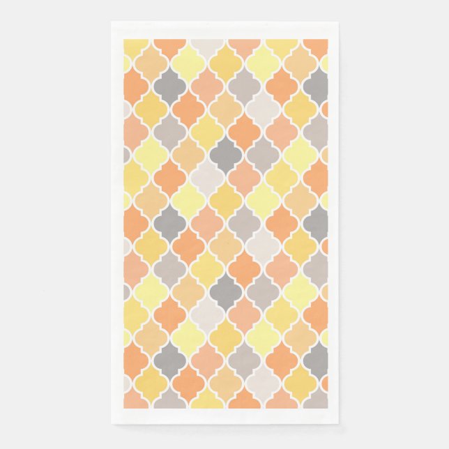Quatrefolienmuster gelb, orange und grau serviette (Vorderseite)