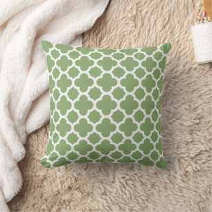 Quatrefolienmuster Sage Green Kissen