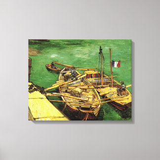 Quay mit Männern Entladen von Sandbarges von van G Leinwanddruck