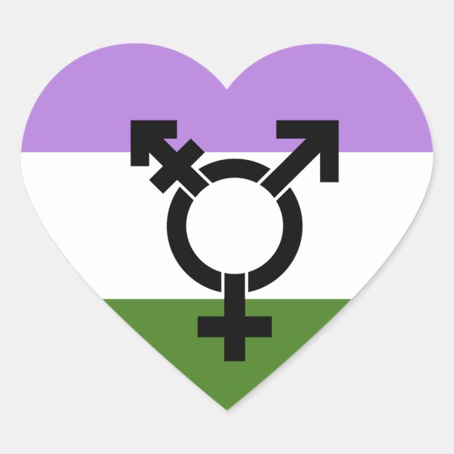 Que - Geschlechtsspezifischer Queer Stolz Herz-Aufkleber (Vorderseite)