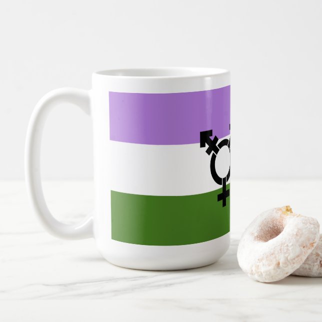 Que - Geschlechtsspezifischer Queer Stolz Kaffeetasse (Mit Donut)