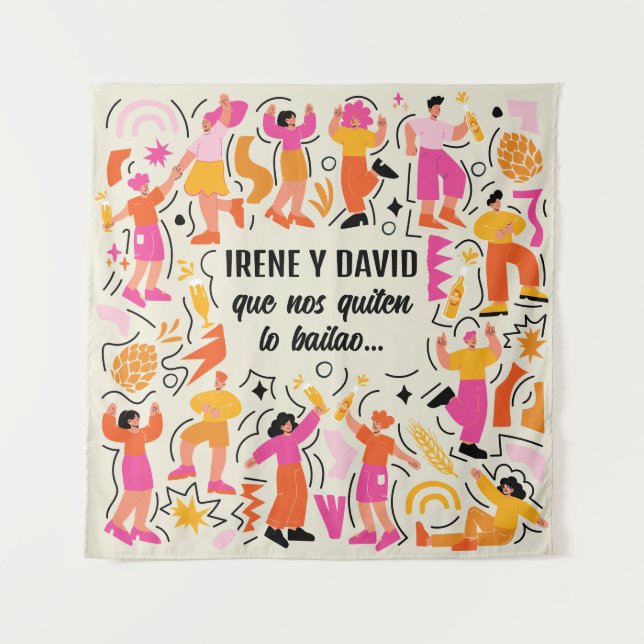 Que nos quiten lo bailao Boda Festival Rosa Naranj Wandteppich (Vorderseite)