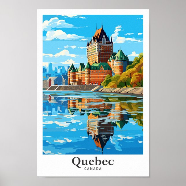 Quebec Canada Art Vintage Travel Illustration Poster (Vorne)