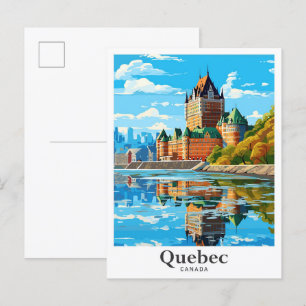 Quebec Canada Art Vintage Travel Illustration Postkarte