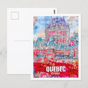 Quebec Canada Famous Travel Place Watercolor Postkarte