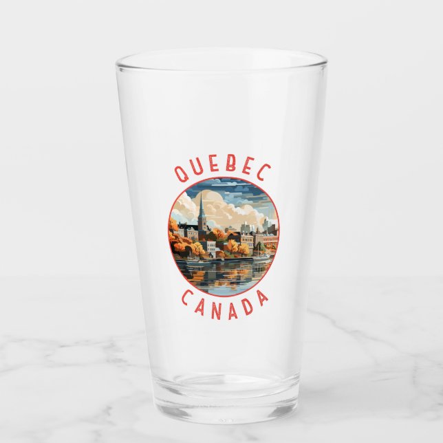 Quebec Canada Retro Distressed Circle Glas (Vorderseite)