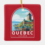Quebec Canada Travel Art Vintag Keramikornament<br><div class="desc">Quebec Retro Vektor-Reise-Design. Quebec,  eingebettet in Ostkanada,  bietet eine einzigartige Mischung aus europäischem Charme und nordamerikanischem Geist.</div>