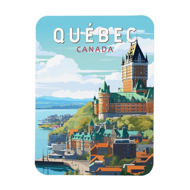 Quebec Canada Travel Art Vintag Magnet (Vertikal)