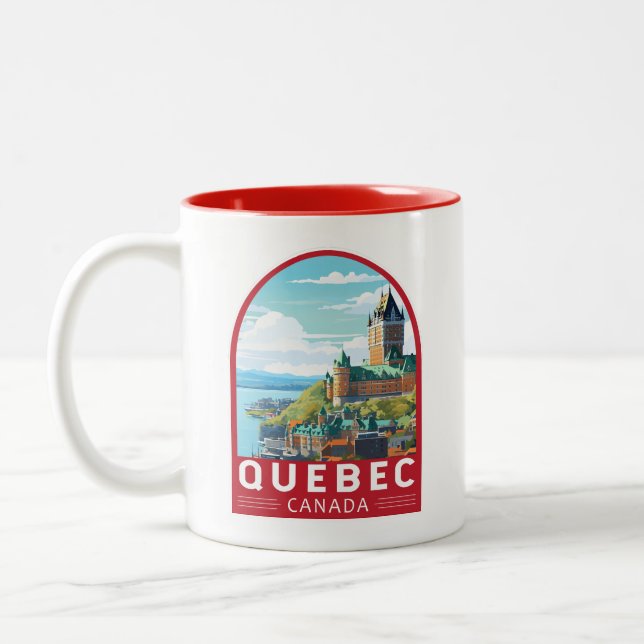 Quebec Canada Travel Art Vintag Zweifarbige Tasse (Links)