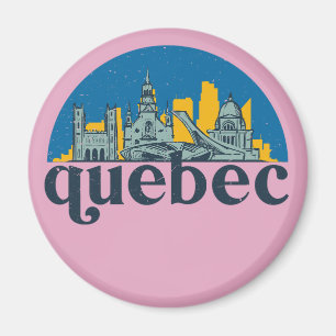 Quebec Canada Vintag City Skyline Cityscape Art Magnet