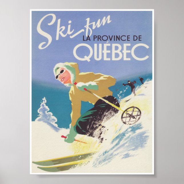 Quebec Canada Vintag Ski Travel Poster (Vorne)