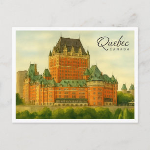 Quebec Canada Vintag Watercolor Travel Feiertagspostkarte