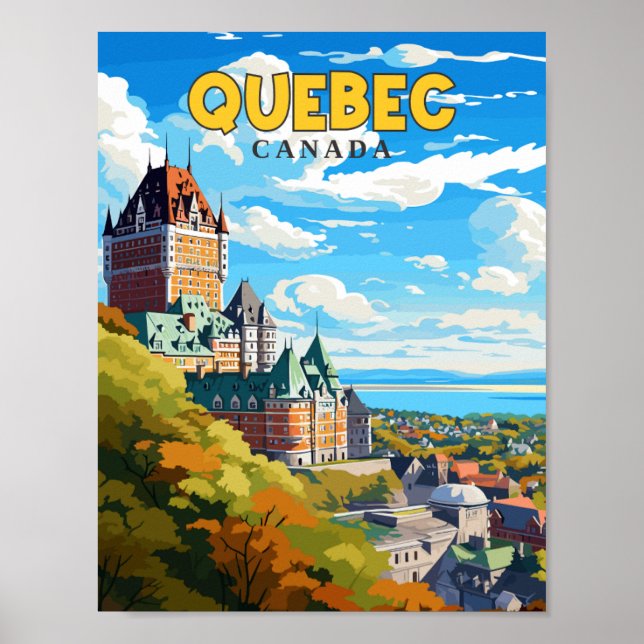 Quebec Canada Vintage Reise Illustration Poster (Vorne)