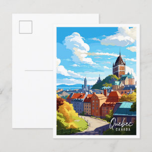 Quebec Canada Vintage Reise Illustration Postkarte