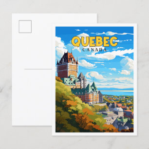 Quebec Canada Vintage Reise Illustration Postkarte