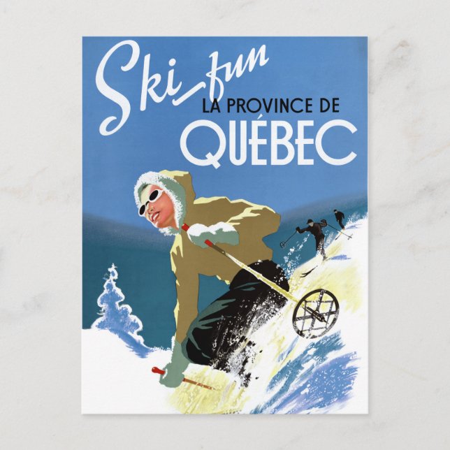 Quebec Canada Vintage Travel Poster Zurück Postkarte (Vorderseite)