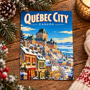 Québec City Kanada Vintage Winter Reise Postkarte