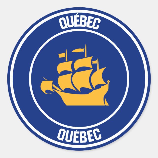 Quebec City Round Emblem Runder Aufkleber (Vorderseite)