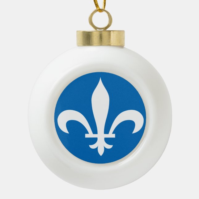 QUEBEC-Flag Keramik Kugel-Ornament (Vorderseite)