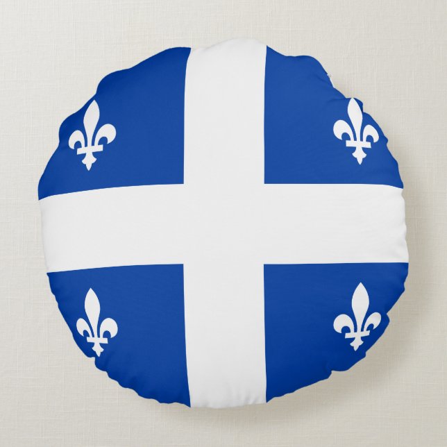 Quebec-Flagge Rundes Kissen (Rückseite)
