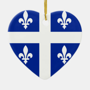 Quebec-Flaggen-Herz Keramik Ornament