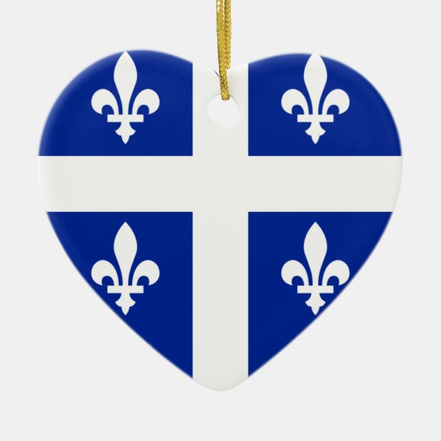 Quebec-Flaggen-Herz Keramik Ornament (Vorne)