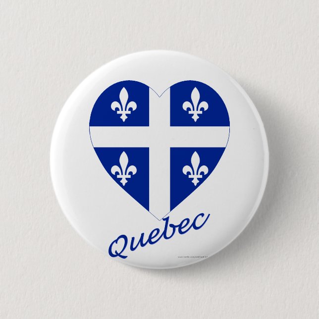 Quebec-Flaggen-Herz mit Namen Button (Vorderseite)