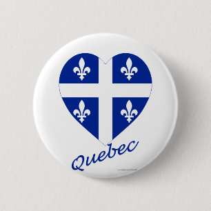 Quebec-Flaggen-Herz mit Namen Button
