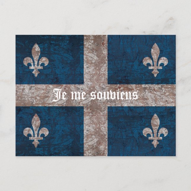 Quebec - Grunge-Flagge mit Motto - klassischer Loo Postkarte (Vorderseite)