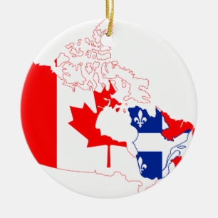 Quebec in Kanada-Flagge, Karte Keramikornament
