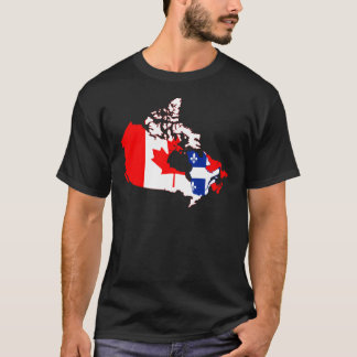 Quebec in Kanada-Flagge, Karte T-Shirt