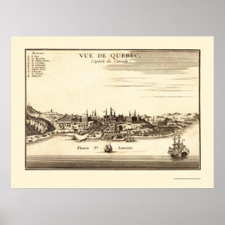 Québec, Kanada Panorama Karte - 1755 Poster