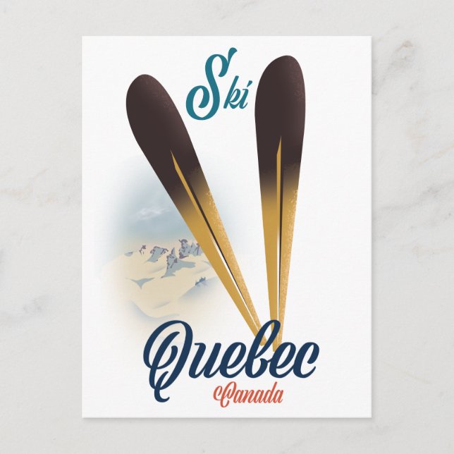 Quebec Kanada Skiplakat Postkarte (Vorderseite)