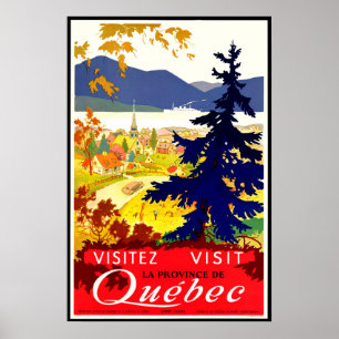 Québec, Landschaft, Kanada, Natur, Vintage-Reise Poster