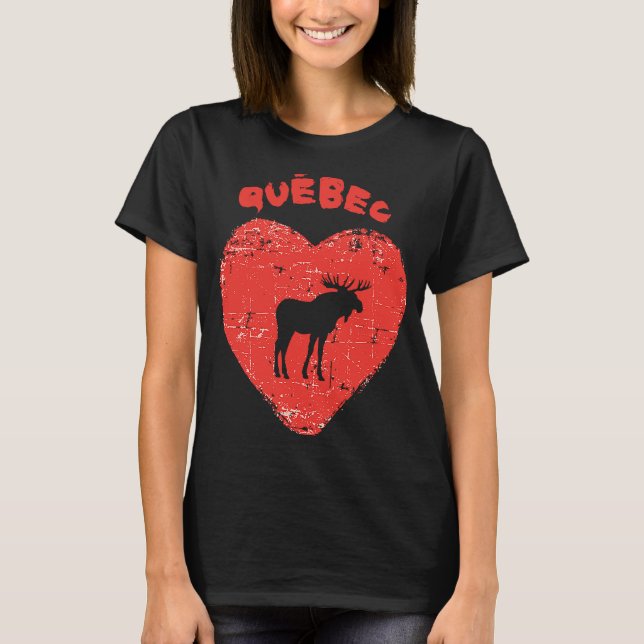 Quebec Liebe Moose Heart T-Shirt (Vorderseite)