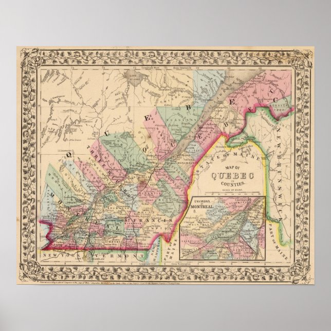 Quebec Map von Mitchell Poster (Vorne)