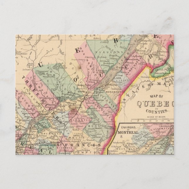 Quebec Map von Mitchell Postkarte (Vorderseite)