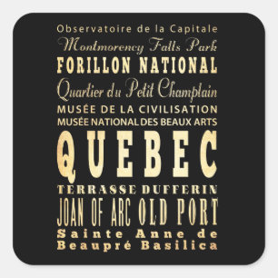 Québec-Stadt der Kanada-Typografie-Kunst Quadratischer Aufkleber